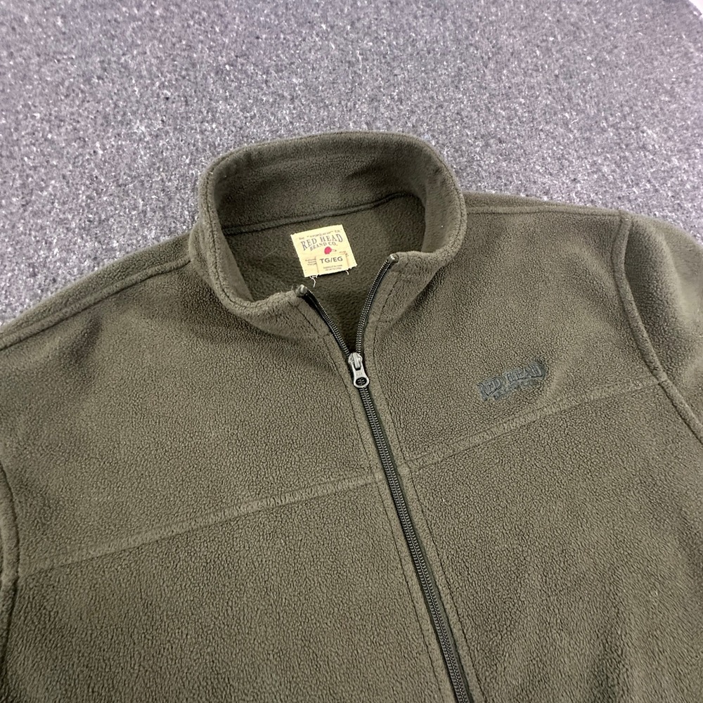 Red Head Brand Co Jacket Men XL Green Fleece Full Zip Mock Neck Outdoor 4085